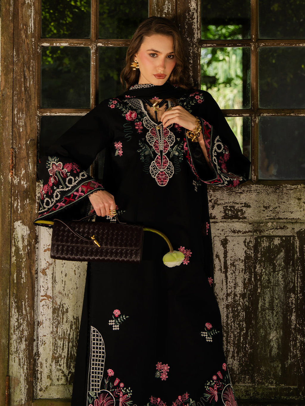 3PC LAWN EMBROIDERED SHIRT WITH KHADDI NET EMBROIDERED DUPATTA AND TROUSER-BIC-4852