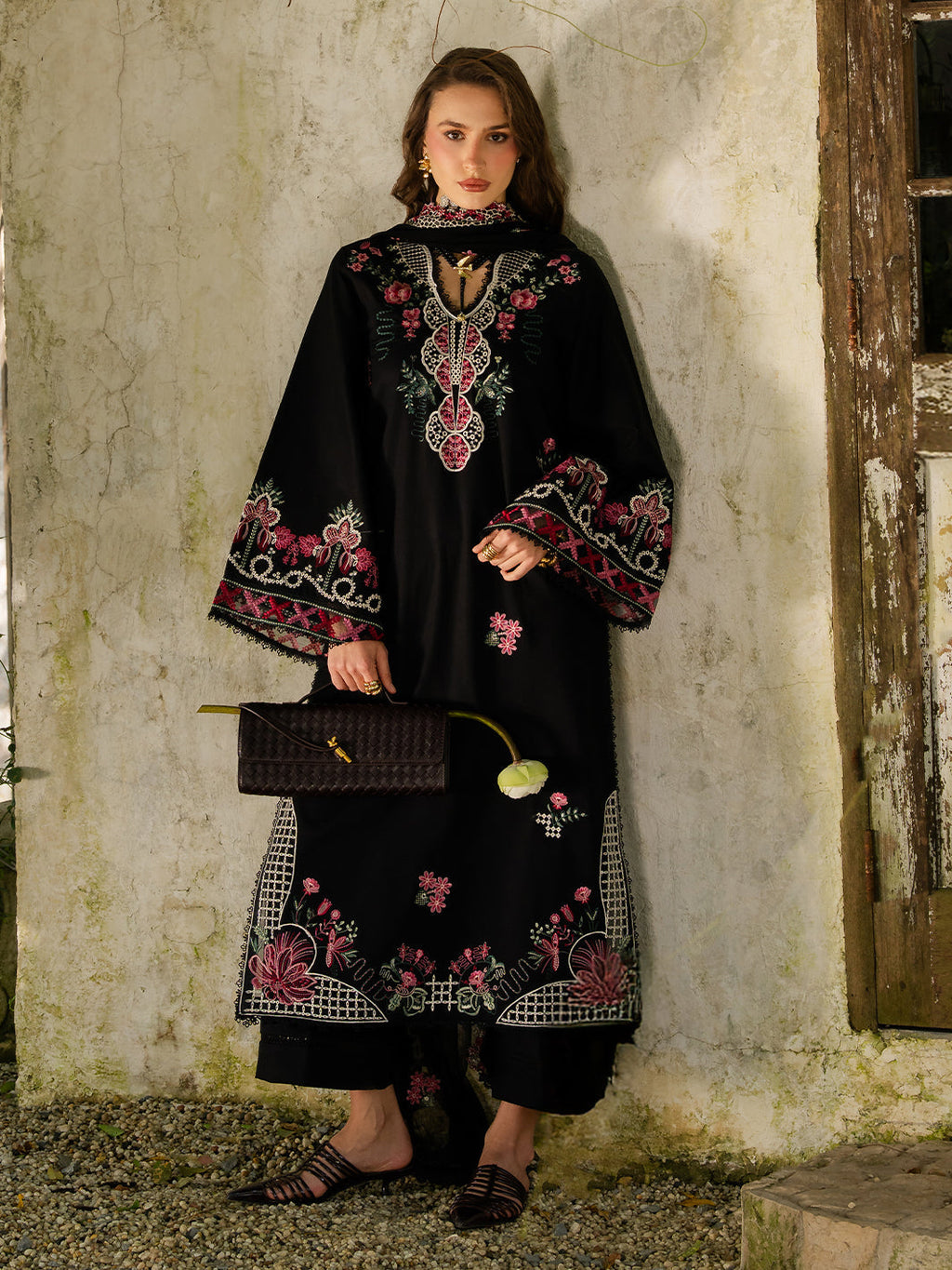 3PC LAWN EMBROIDERED SHIRT WITH KHADDI NET EMBROIDERED DUPATTA AND TROUSER-BIC-4852