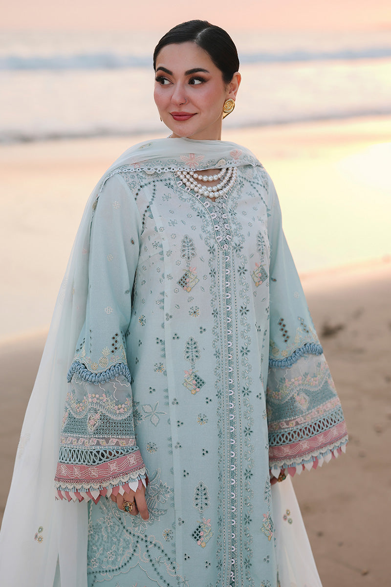 3PC LAWN CHIKANKAARI EMBROIDERED SHIRT WITH KHAADI NET EMBROIDERED DUPATTA AND TROUSER-BIC-4789
