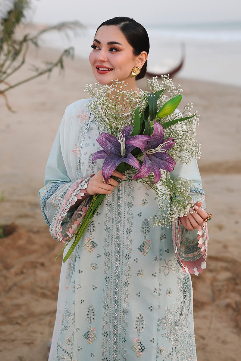 3PC LAWN CHIKANKAARI EMBROIDERED SHIRT WITH KHAADI NET EMBROIDERED DUPATTA AND TROUSER-BIC-4789