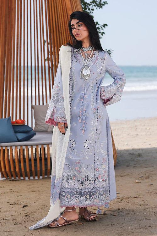 3PC LAWN CHIKANKAARI EMBROIDERED SHIRT WITH KHAADI NET EMBROIDERED DUPATTA AND TROUSER-BIC-4791
