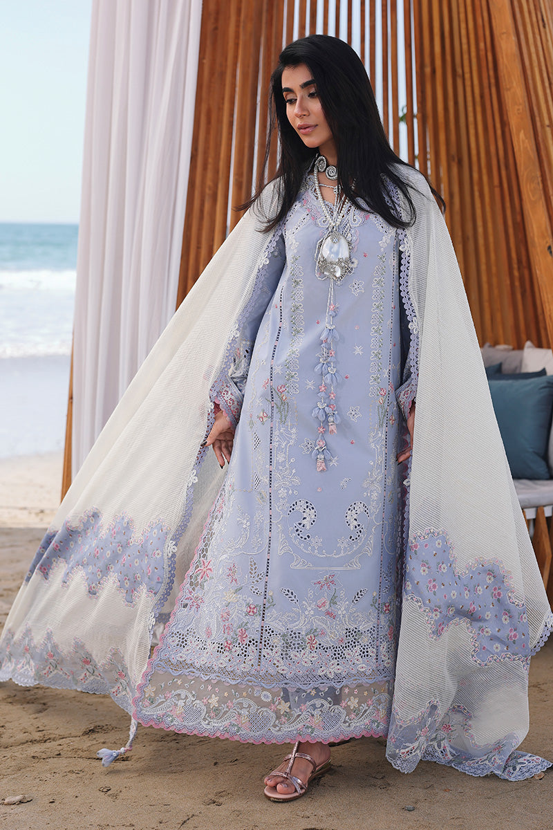 3PC LAWN CHIKANKAARI EMBROIDERED SHIRT WITH KHAADI NET EMBROIDERED DUPATTA AND TROUSER-BIC-4791