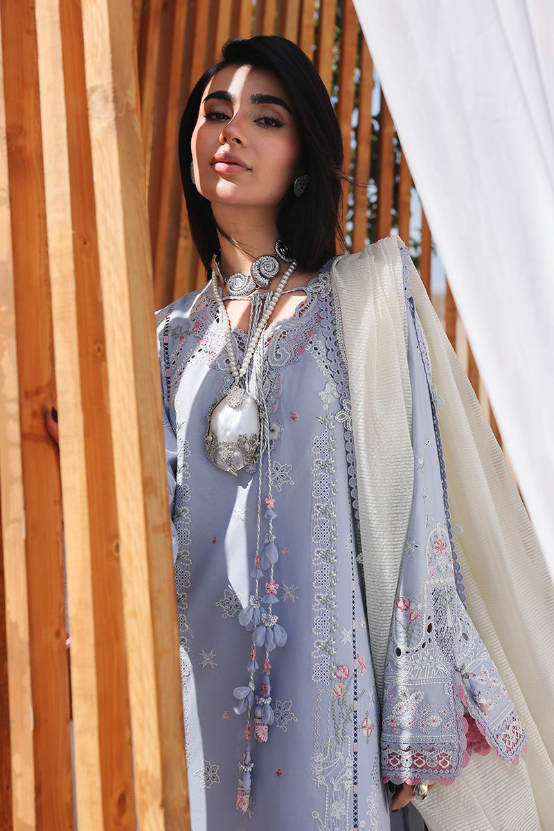 3PC LAWN CHIKANKAARI EMBROIDERED SHIRT WITH KHAADI NET EMBROIDERED DUPATTA AND TROUSER-BIC-4791