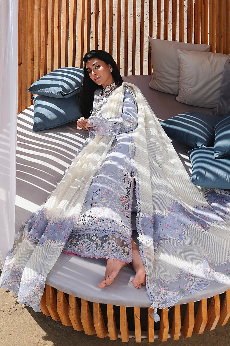 3PC LAWN CHIKANKAARI EMBROIDERED SHIRT WITH KHAADI NET EMBROIDERED DUPATTA AND TROUSER-BIC-4791