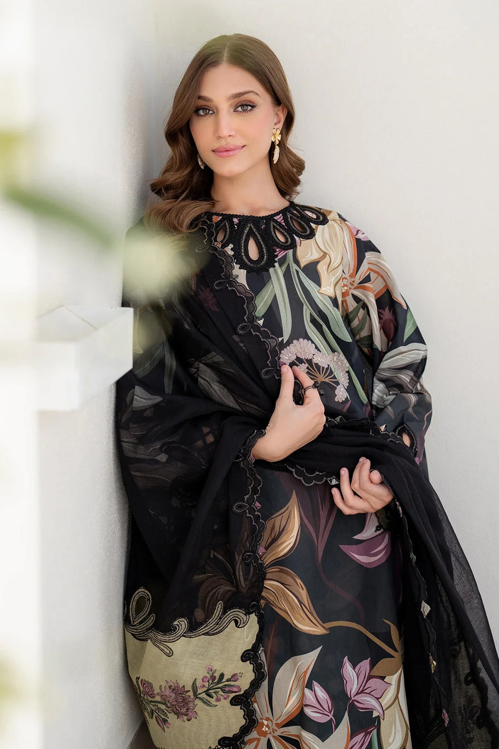 3PC LAWN Printed Embroidered SHIRT WITH Chiffon EMB DUPATTA AND TROUSER - FT 822