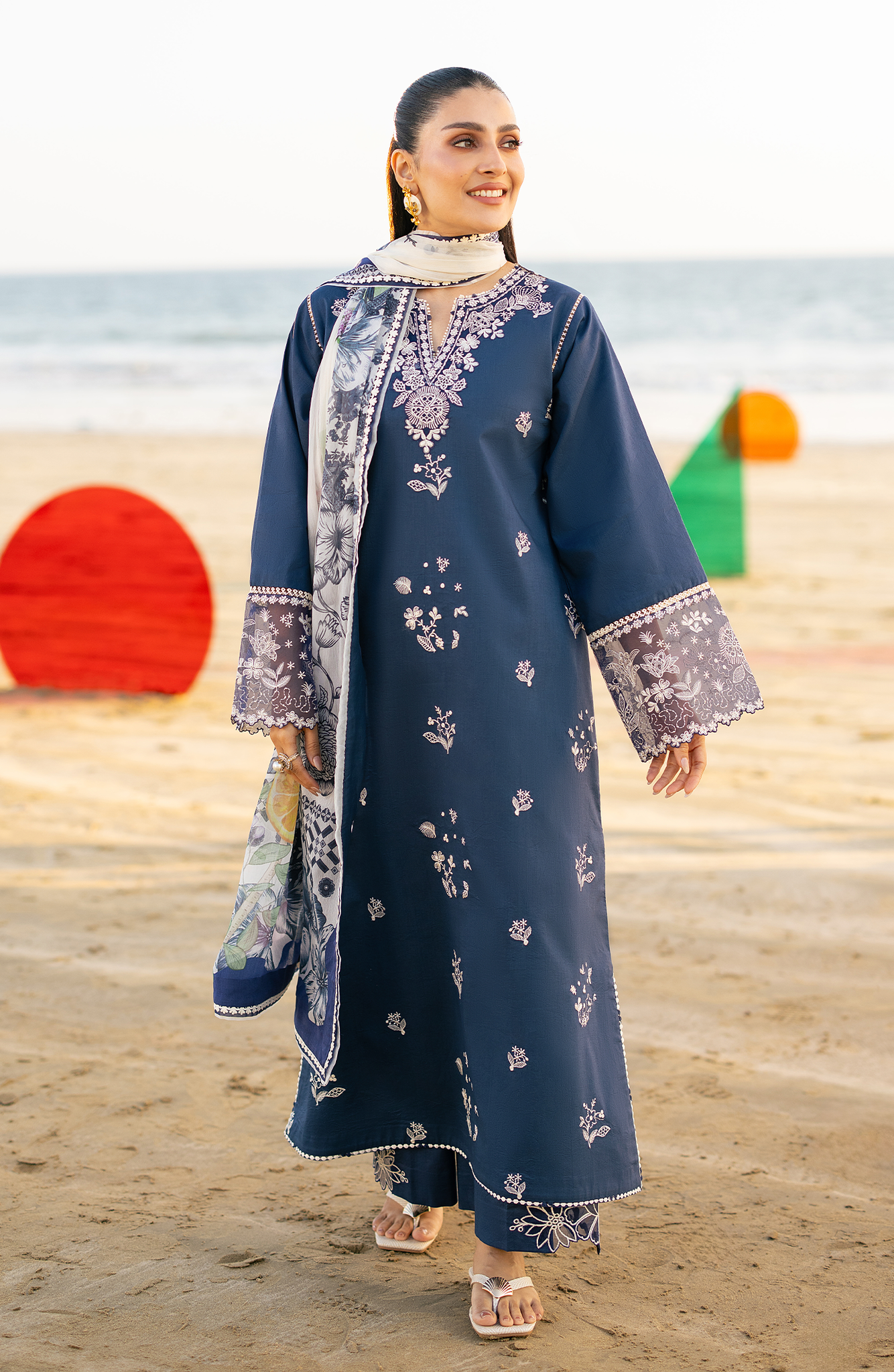 3PC LAWN EMBROIDERED SHIRT WITH CHIFFON PRINT DUPATTA AND EMB TROUSER-BIC-4845