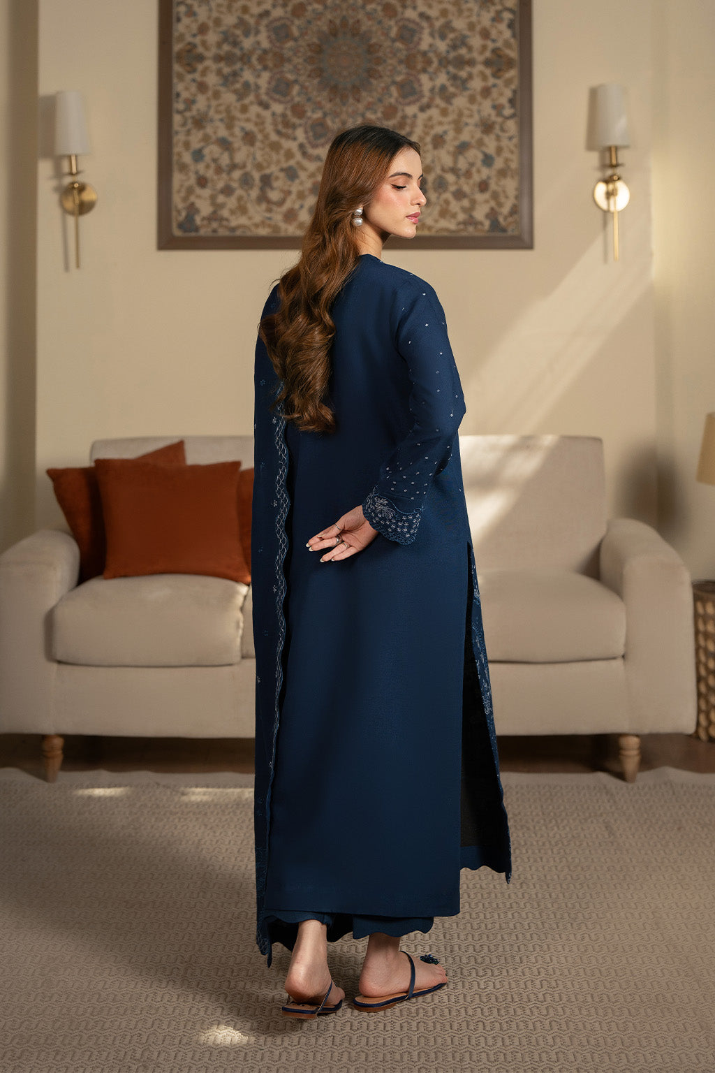 3PC LAWN EMBROIDERED SHIRT WITH KHADDI NET EMBROIDERED DUPATTA AND TROUSER-BIC-4675