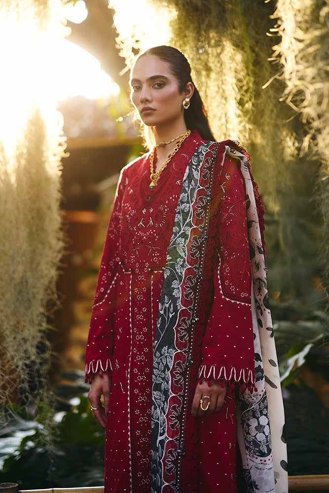 3PC LAWN EMBROIDERED SHIRT WITH CHIFFON PRINT DUPATTA AND EMB TROUSER-BIC-4810
