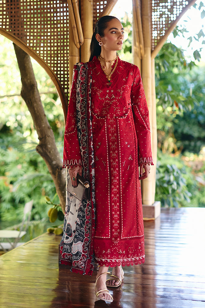3PC LAWN EMBROIDERED SHIRT WITH CHIFFON PRINT DUPATTA AND EMB TROUSER-BIC-4810