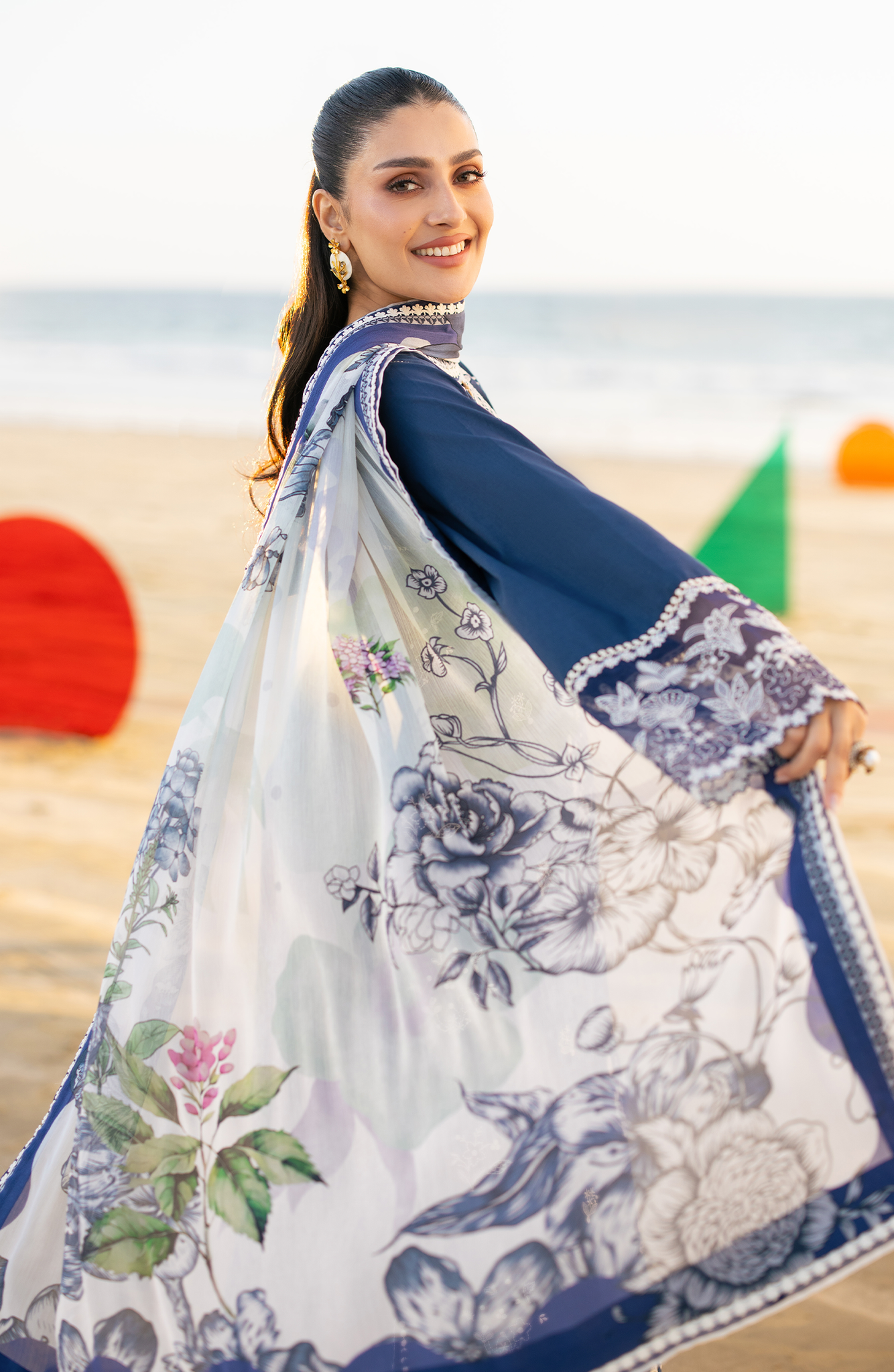 3PC LAWN EMBROIDERED SHIRT WITH CHIFFON PRINT DUPATTA AND EMB TROUSER-BIC-4845
