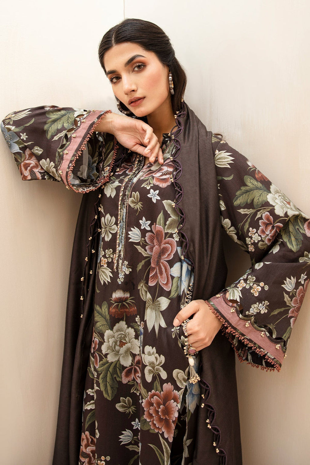 3PC Lawn Printed Shirt With Voile Printed Dupatta-1510 FS
