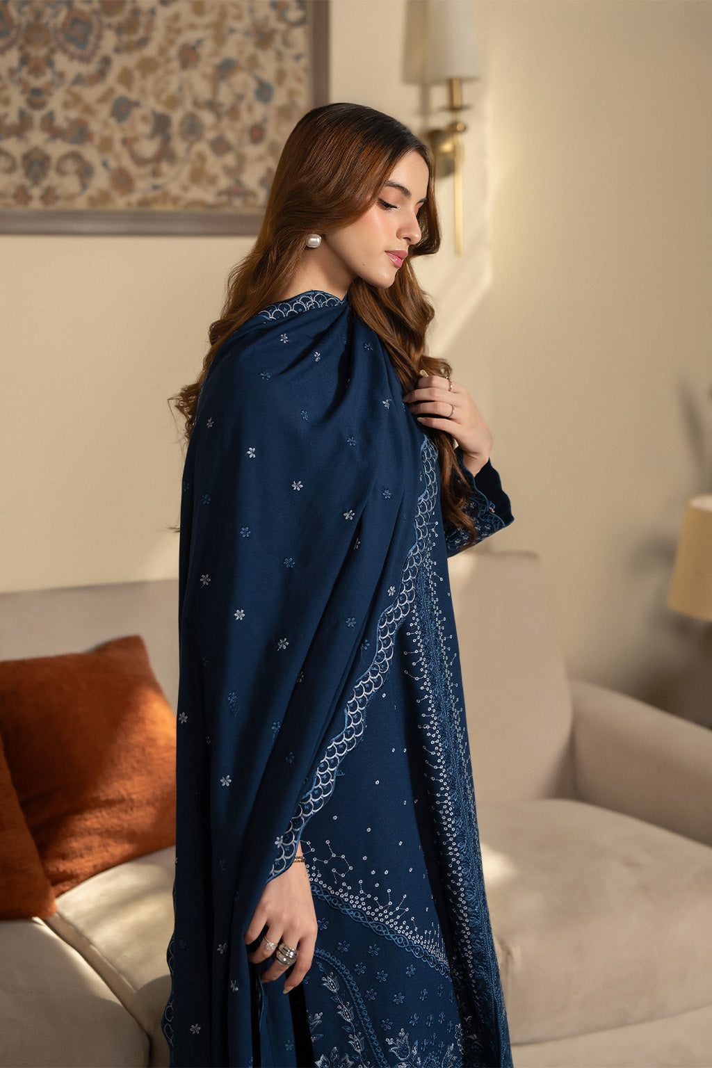3PC LAWN EMBROIDERED SHIRT WITH KHADDI NET EMBROIDERED DUPATTA AND TROUSER-BIC-4675