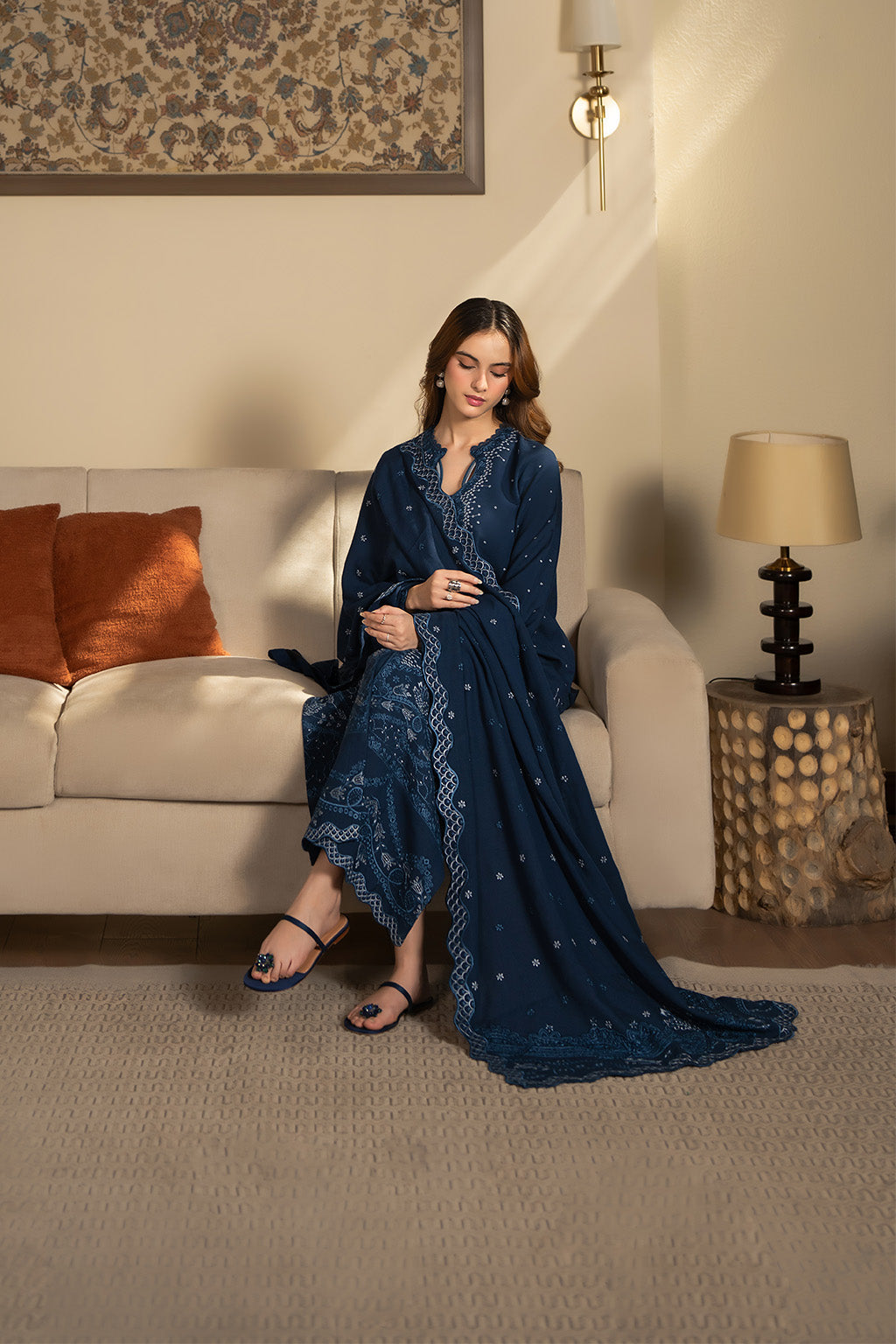3PC LAWN EMBROIDERED SHIRT WITH KHADDI NET EMBROIDERED DUPATTA AND TROUSER-BIC-4675