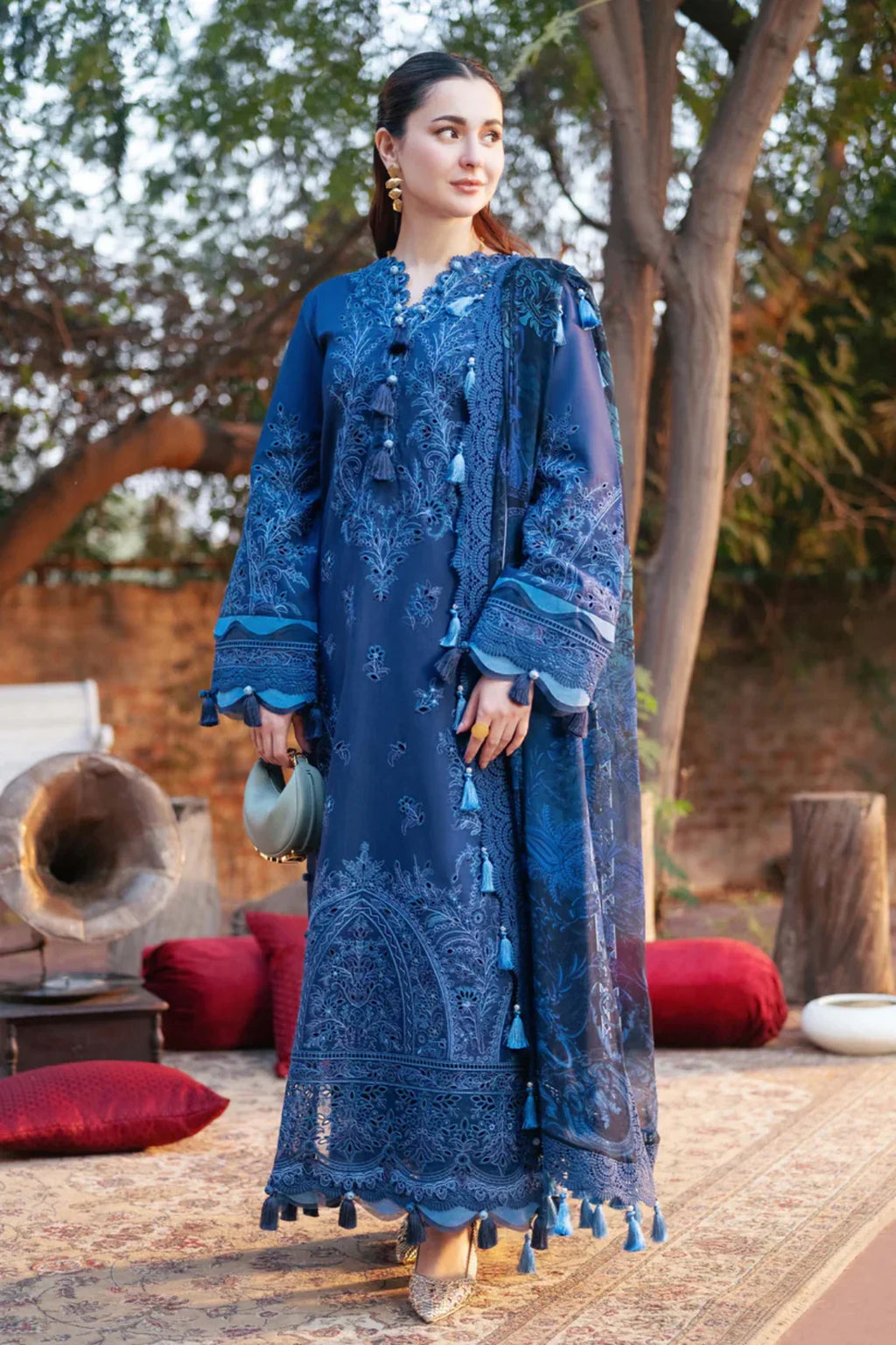 3PC LAWN CHIKANKARI EMBROIDERED SHIRT WITH CHIFFON PRINTED DUPATTA AND TROUSER -BIC-4602