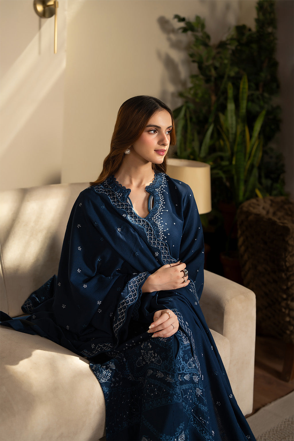 3PC LAWN EMBROIDERED SHIRT WITH KHADDI NET EMBROIDERED DUPATTA AND TROUSER-BIC-4675