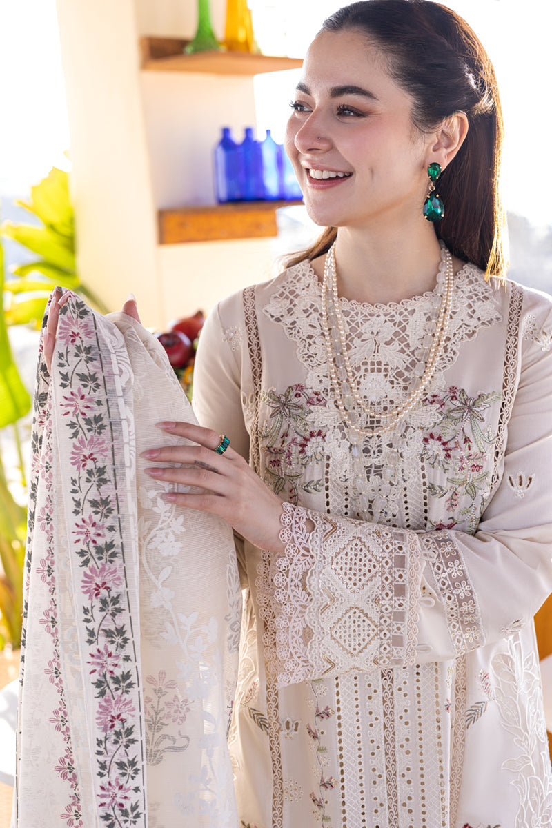 3PC LAWN EMBROIDERED SHIRT WITH CHIFFOON EMBROIDERED PRINT DUPATTA AND EMB TROUSER-BIC-4652