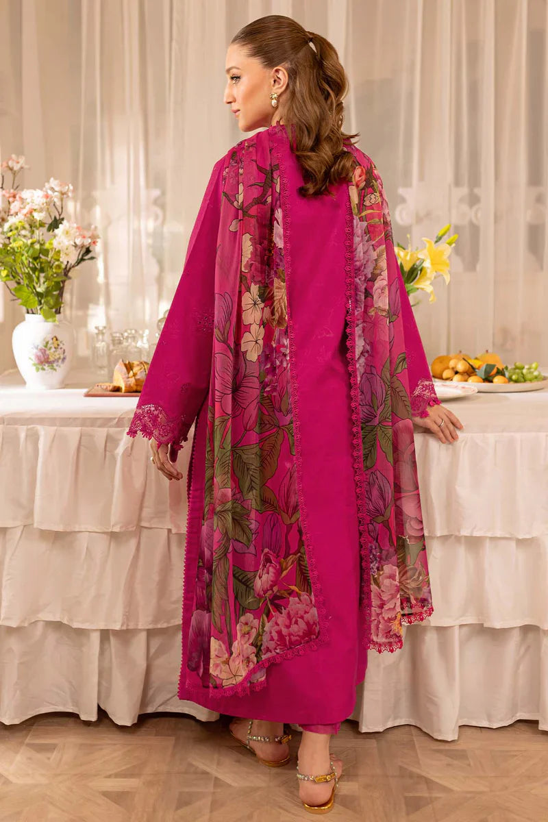 3PC LAWN Boring Embroidered SHIRT WITH Printed Poly DUPATTA AND TROUSER - JN 204