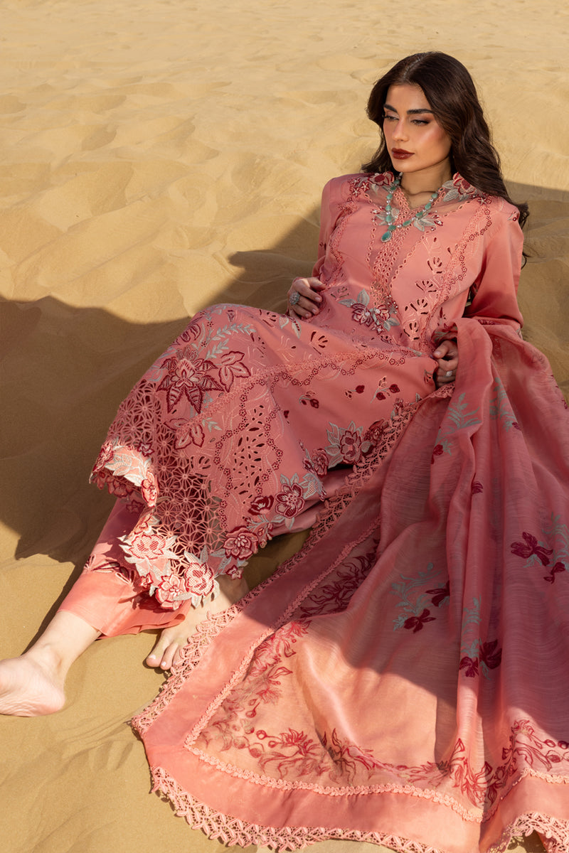 3PC LAWN CHIKANKARI EMBROIDERED SHIRT WITH KHAADI NET EMBROIDERED DUPATTA AND TROUSER -BIC-4775