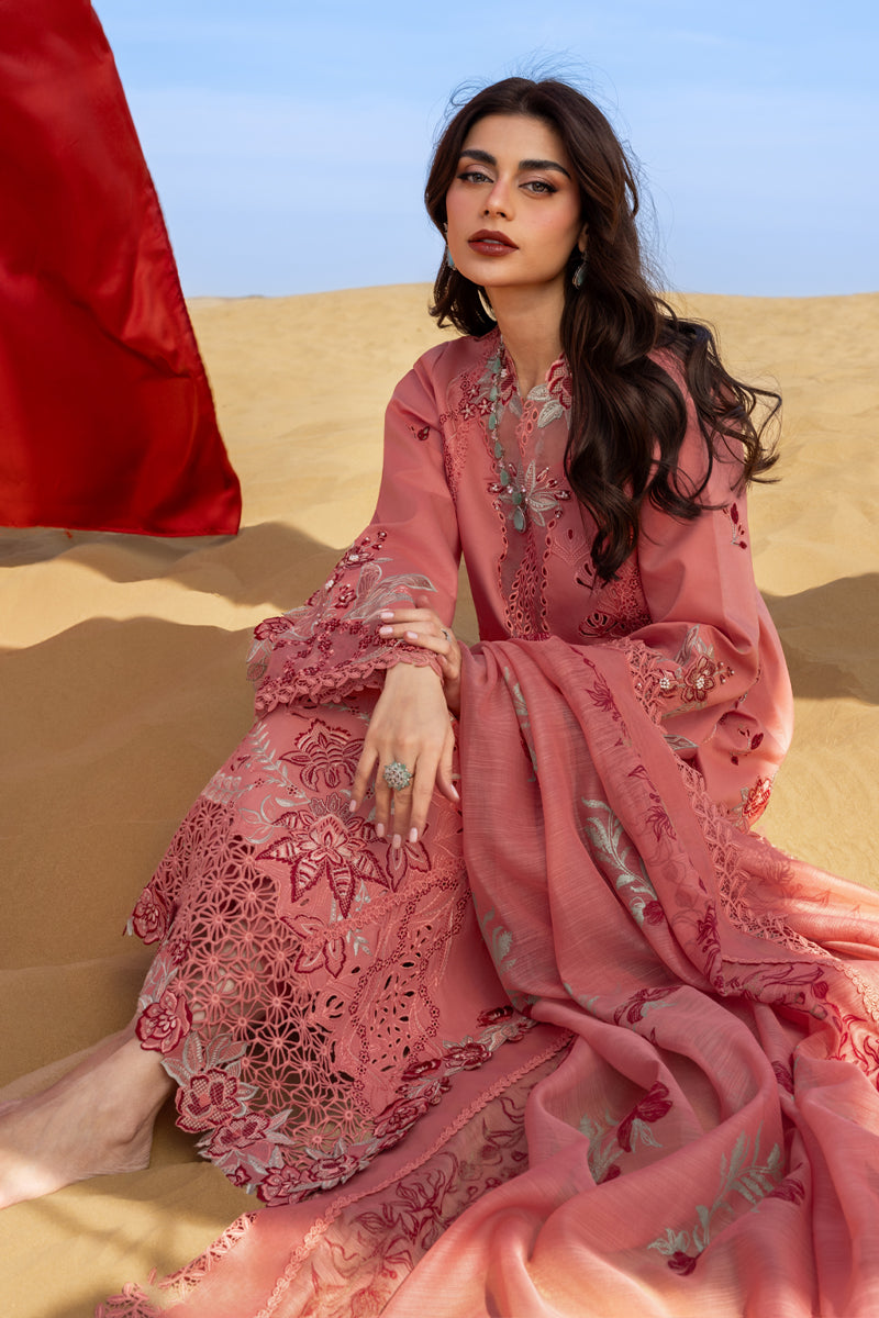 3PC LAWN CHIKANKARI EMBROIDERED SHIRT WITH KHAADI NET EMBROIDERED DUPATTA AND TROUSER -BIC-4775