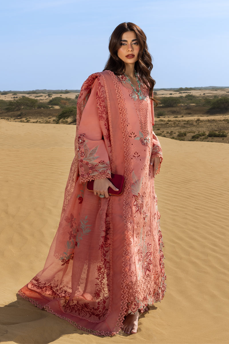 3PC LAWN CHIKANKARI EMBROIDERED SHIRT WITH KHAADI NET EMBROIDERED DUPATTA AND TROUSER -BIC-4775