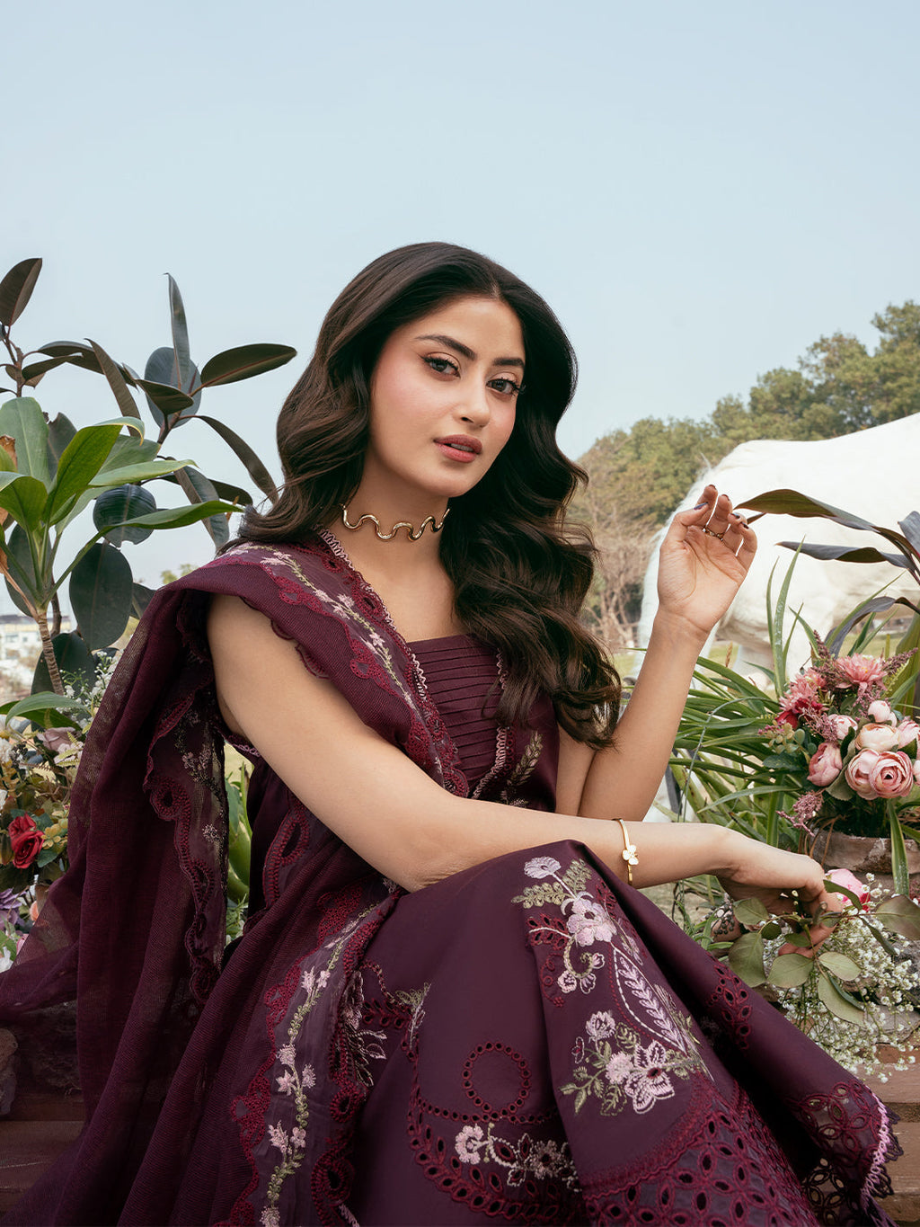 3PC LAWN EMBROIDERED SHIRT WITH ORGANZA EMBROIDERED DUPATTA AND TROUSER-BIC-4820
