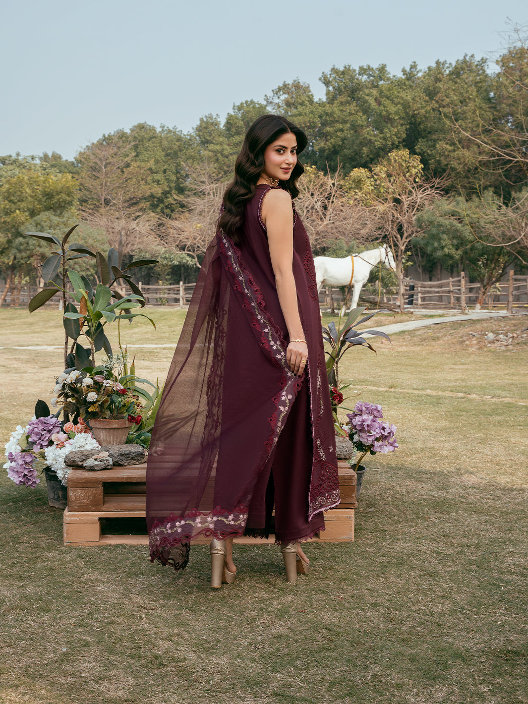 3PC LAWN EMBROIDERED SHIRT WITH ORGANZA EMBROIDERED DUPATTA AND TROUSER-BIC-4820