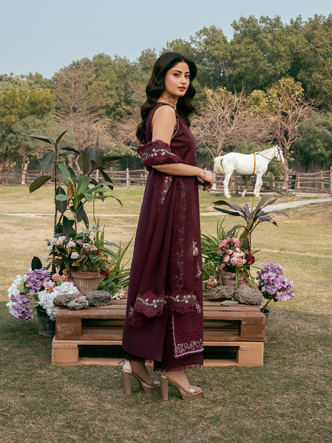 3PC LAWN EMBROIDERED SHIRT WITH ORGANZA EMBROIDERED DUPATTA AND TROUSER-BIC-4820