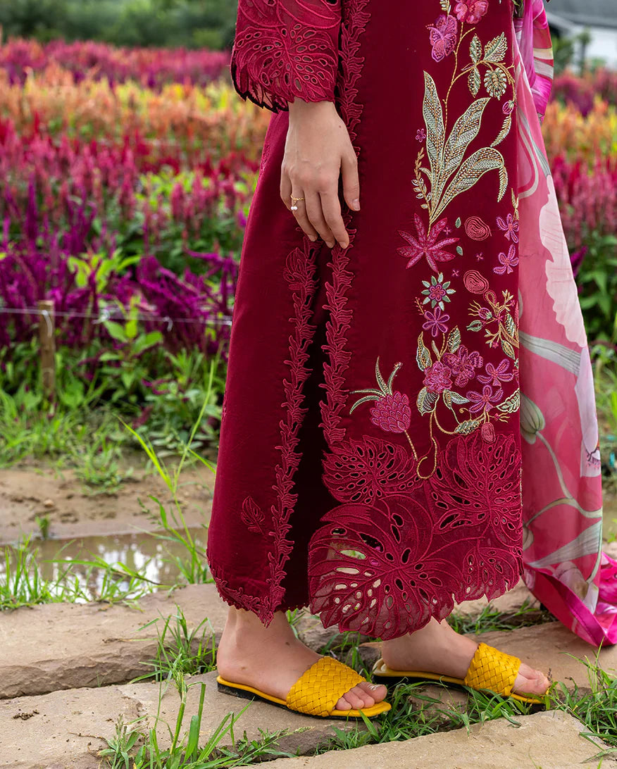 3PC LAWN Embroidered SHIRT WITH Printed Silk DUPATTA AND TROUSER - JN 201
