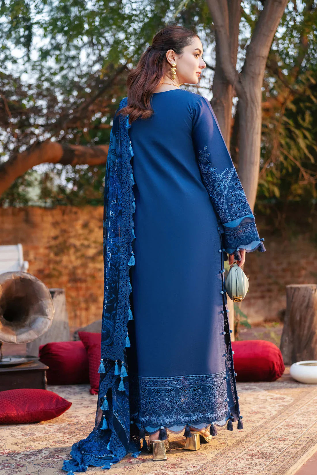 3PC LAWN CHIKANKARI EMBROIDERED SHIRT WITH CHIFFON PRINTED DUPATTA AND TROUSER -BIC-4602