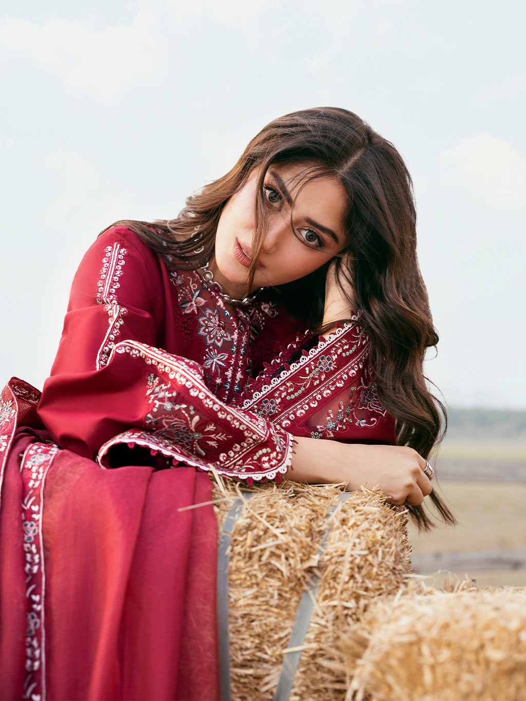 3PC LAWN EMBROIDERED SHIRT WITH ORGANZA EMBROIDERED DUPATTA AND TROUSER-BIC-4818