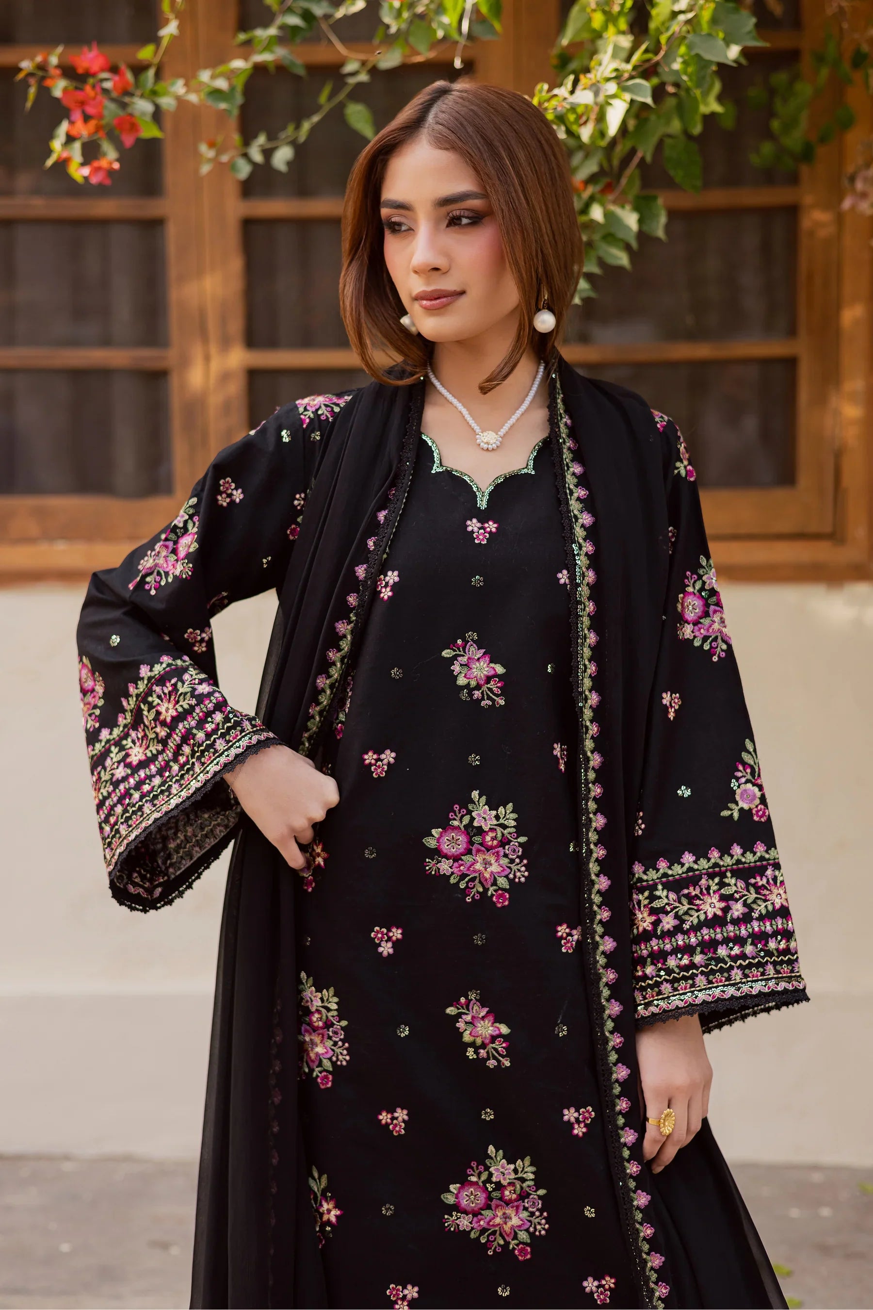 3PC LAWN EMBROIDERED SHIRT WITH CHIFFON EMBROIDERED DUPATTA AND EMB TROUSER-BIC-4766