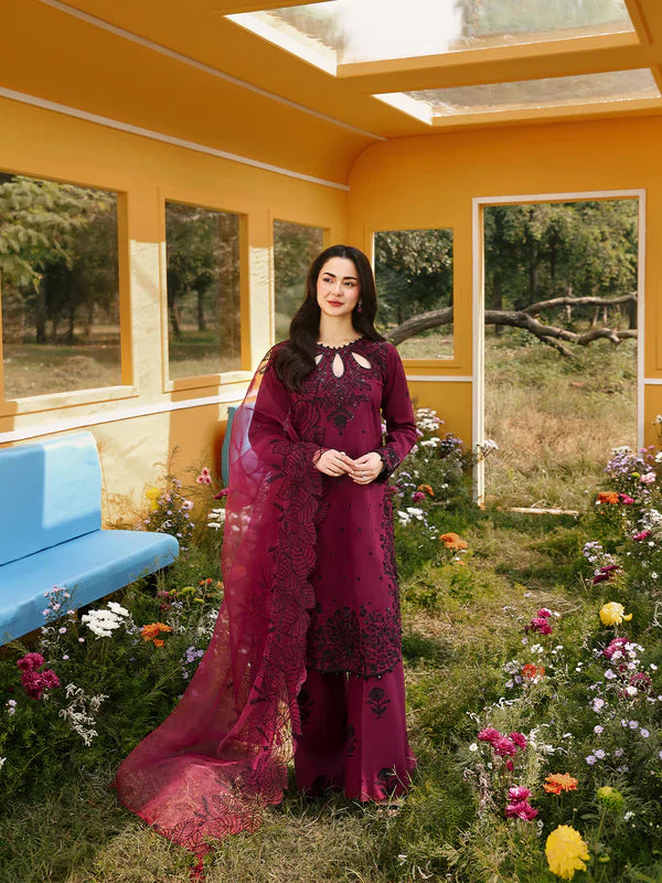 3PC LAWN SEQUIN EMBROIDERED SHIRT WITH KHADDI NET EMB DUPATTA AND EMB TROUSER-BIC-4805