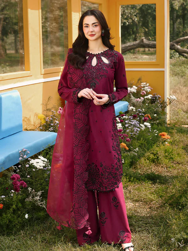 3PC LAWN SEQUIN EMBROIDERED SHIRT WITH KHADDI NET EMB DUPATTA AND EMB TROUSER-BIC-4805