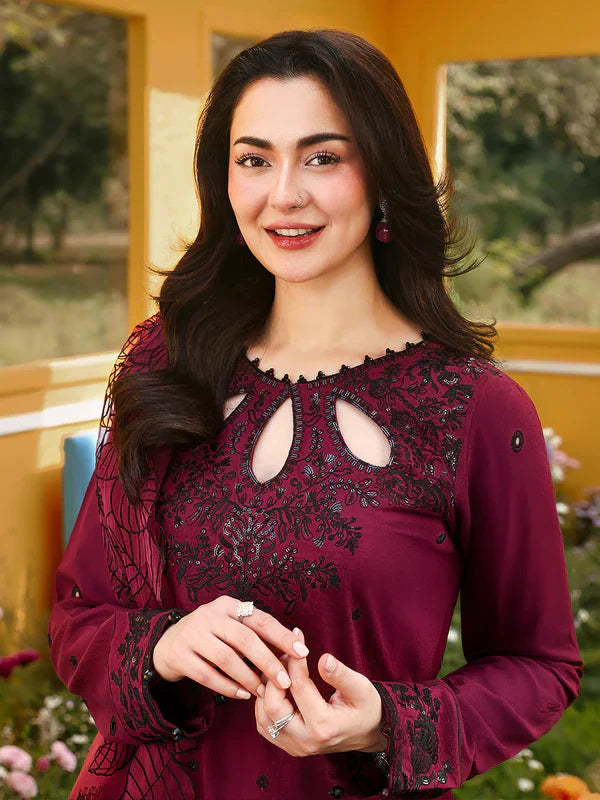 3PC LAWN SEQUIN EMBROIDERED SHIRT WITH KHADDI NET EMB DUPATTA AND EMB TROUSER-BIC-4805