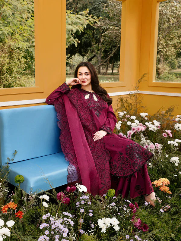 3PC LAWN SEQUIN EMBROIDERED SHIRT WITH KHADDI NET EMB DUPATTA AND EMB TROUSER-BIC-4805