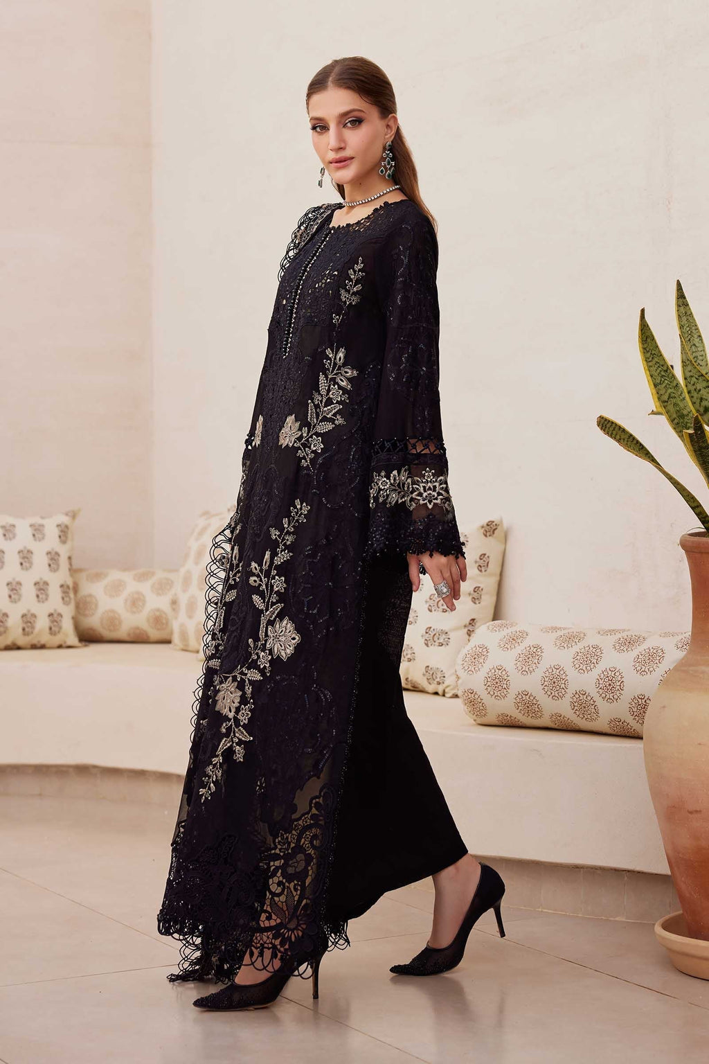 3PC LAWN EMBROIDERED SHIRT WITH  Chiffon EMBROIDERED Dupatta AND TROUSER - NK 7305 FT