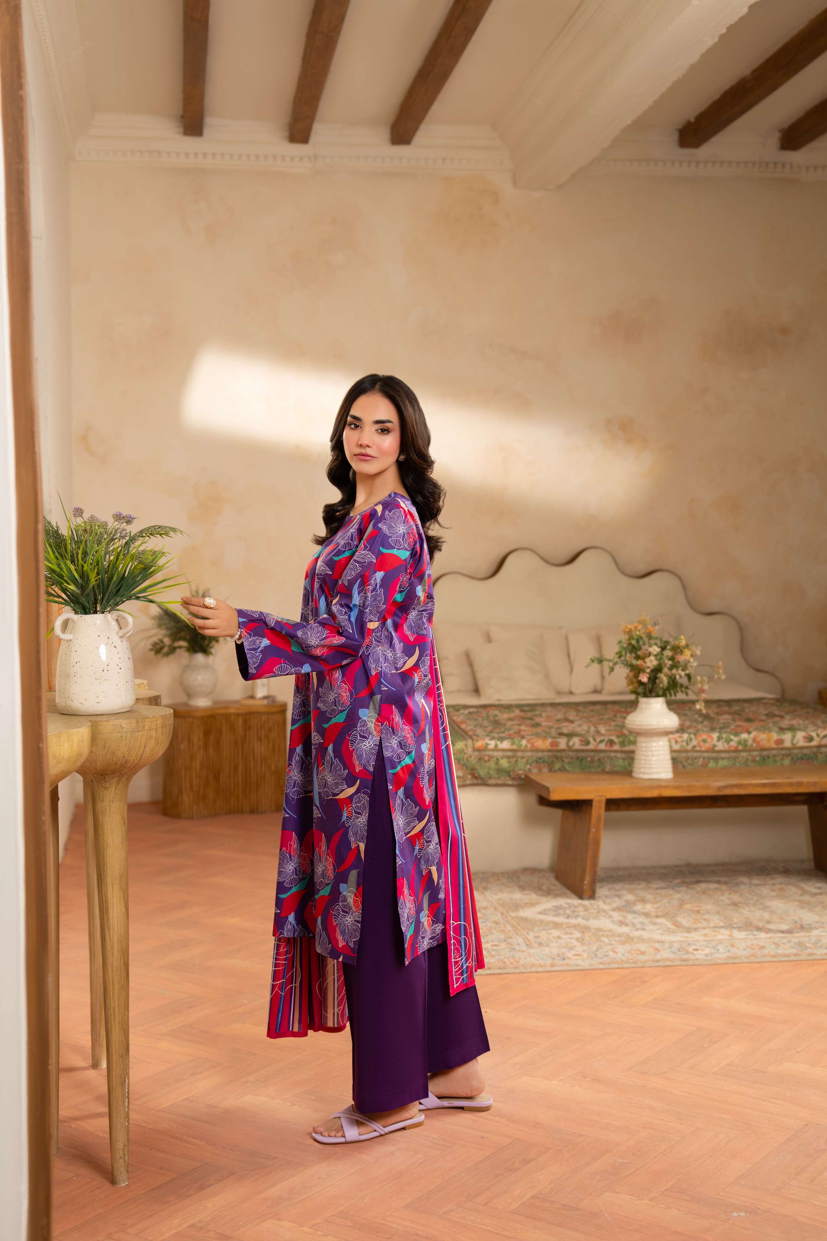 3PC LAWN PRINTED SHIRT WITH LAWN PRINT DUPATTA AND CAMBRIC TROUSER-P-4506