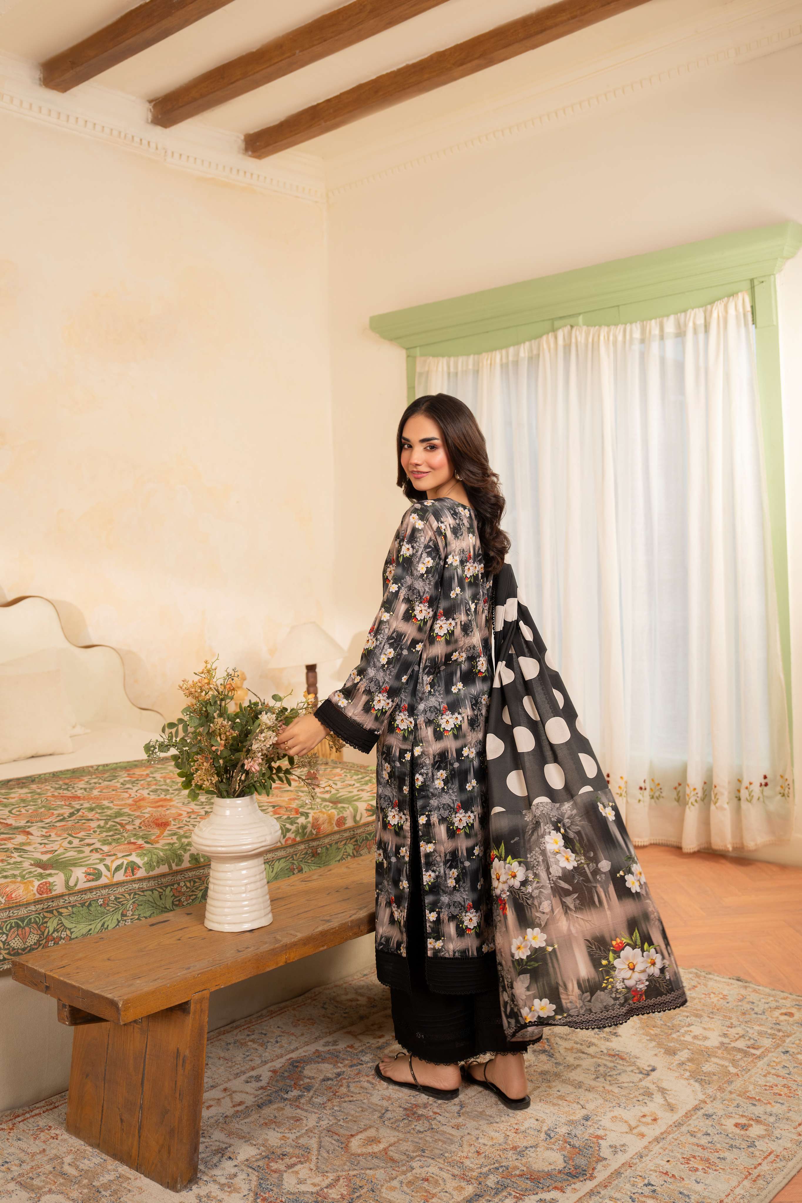 3PC LAWN PRINTED SHIRT WITH LAWN PRINT DUPATTA AND CAMBRIC TROUSER-P-4504