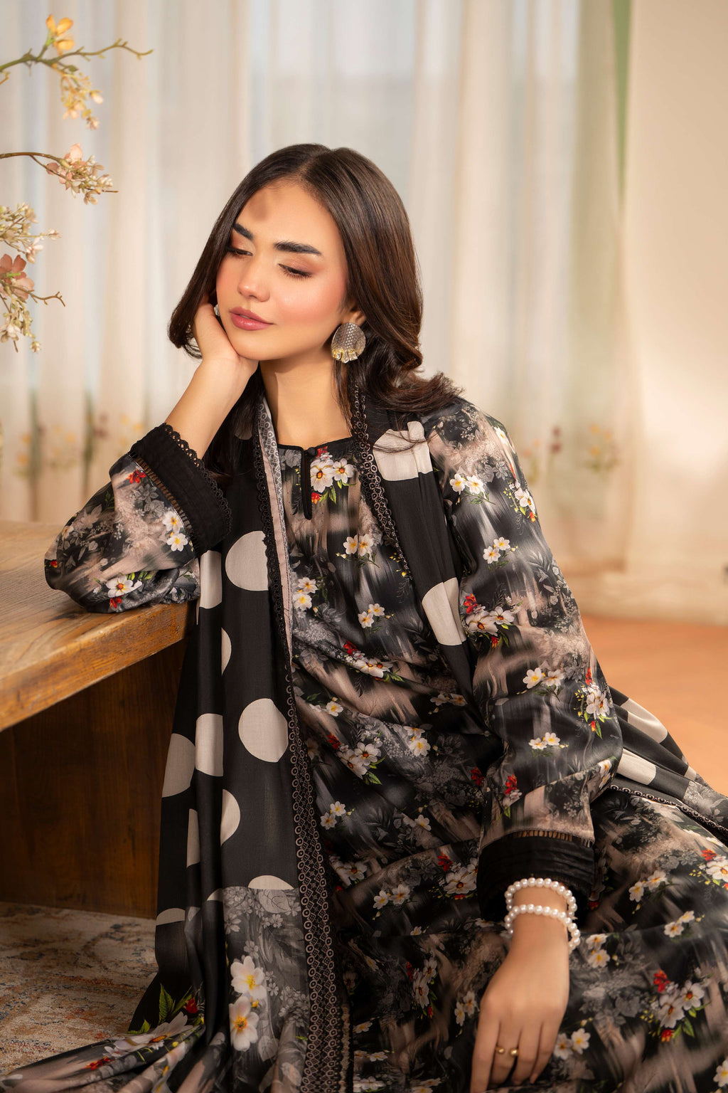 3PC LAWN PRINTED SHIRT WITH LAWN PRINT DUPATTA AND CAMBRIC TROUSER-P-4504