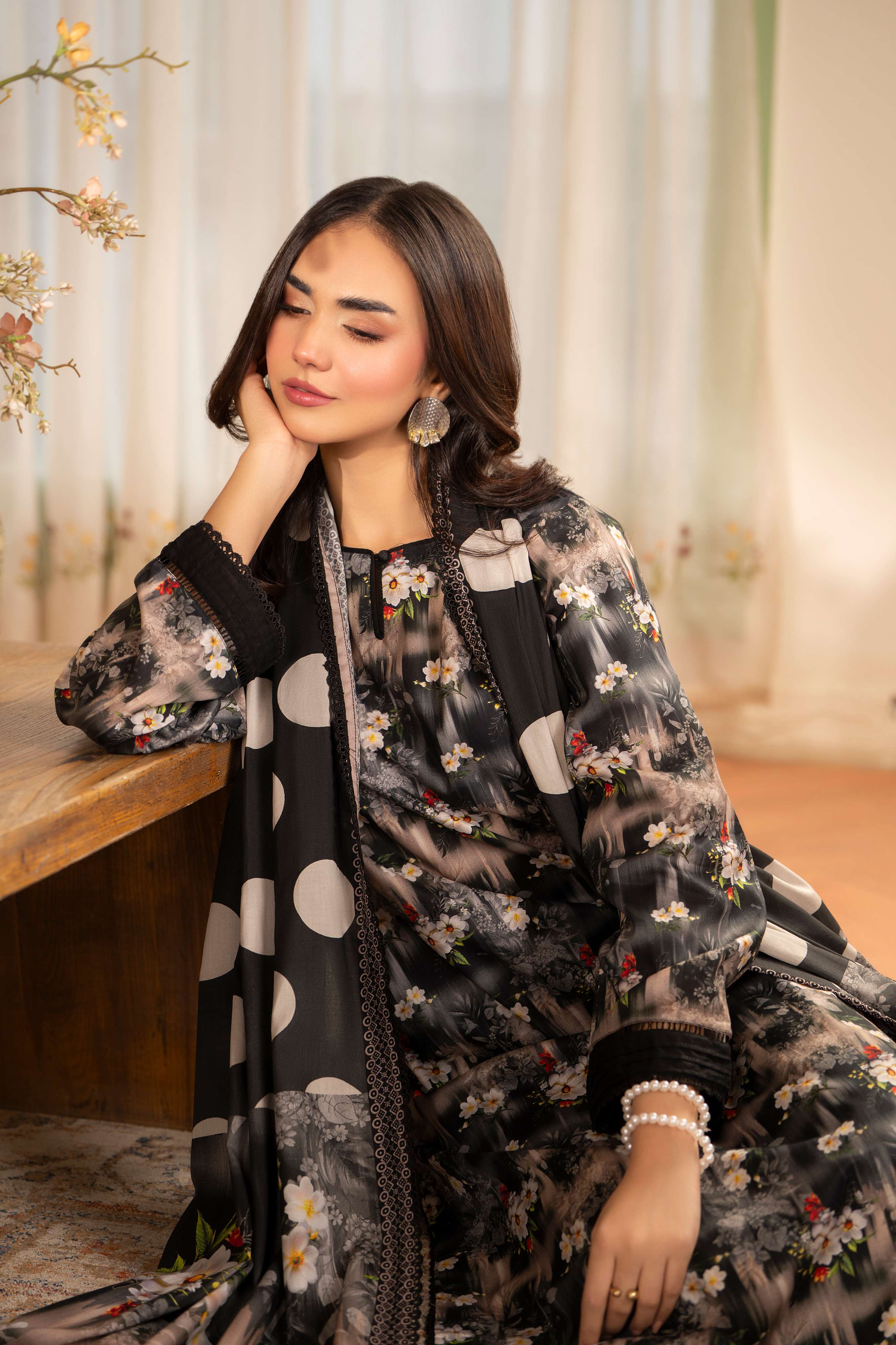 3PC LAWN PRINTED SHIRT WITH LAWN PRINT DUPATTA AND CAMBRIC TROUSER-P-4504