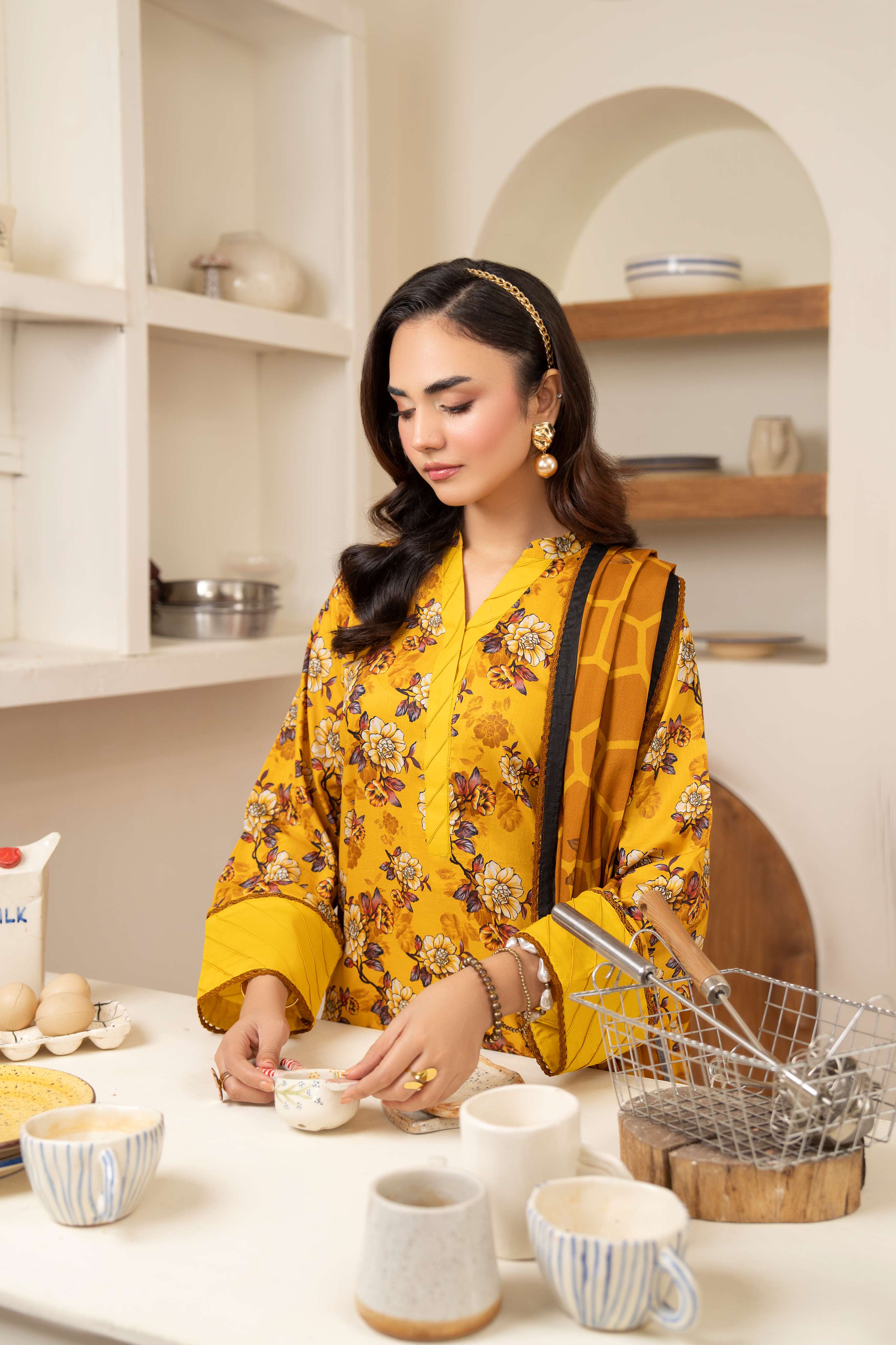 3PC LAWN PRINTED SHIRT WITH LAWN PRINT DUPATTA AND CAMBRIC TROUSER-P-4501