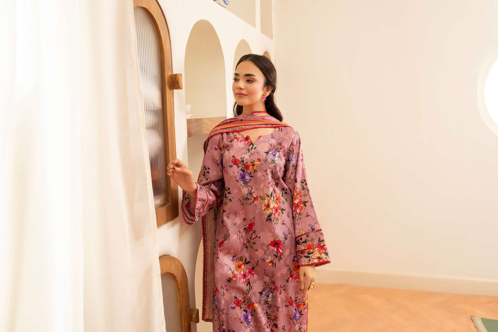 3PC LAWN PRINTED SHIRT WITH LAWN PRINT DUPATTA AND CAMBRIC TROUSER-P-4502