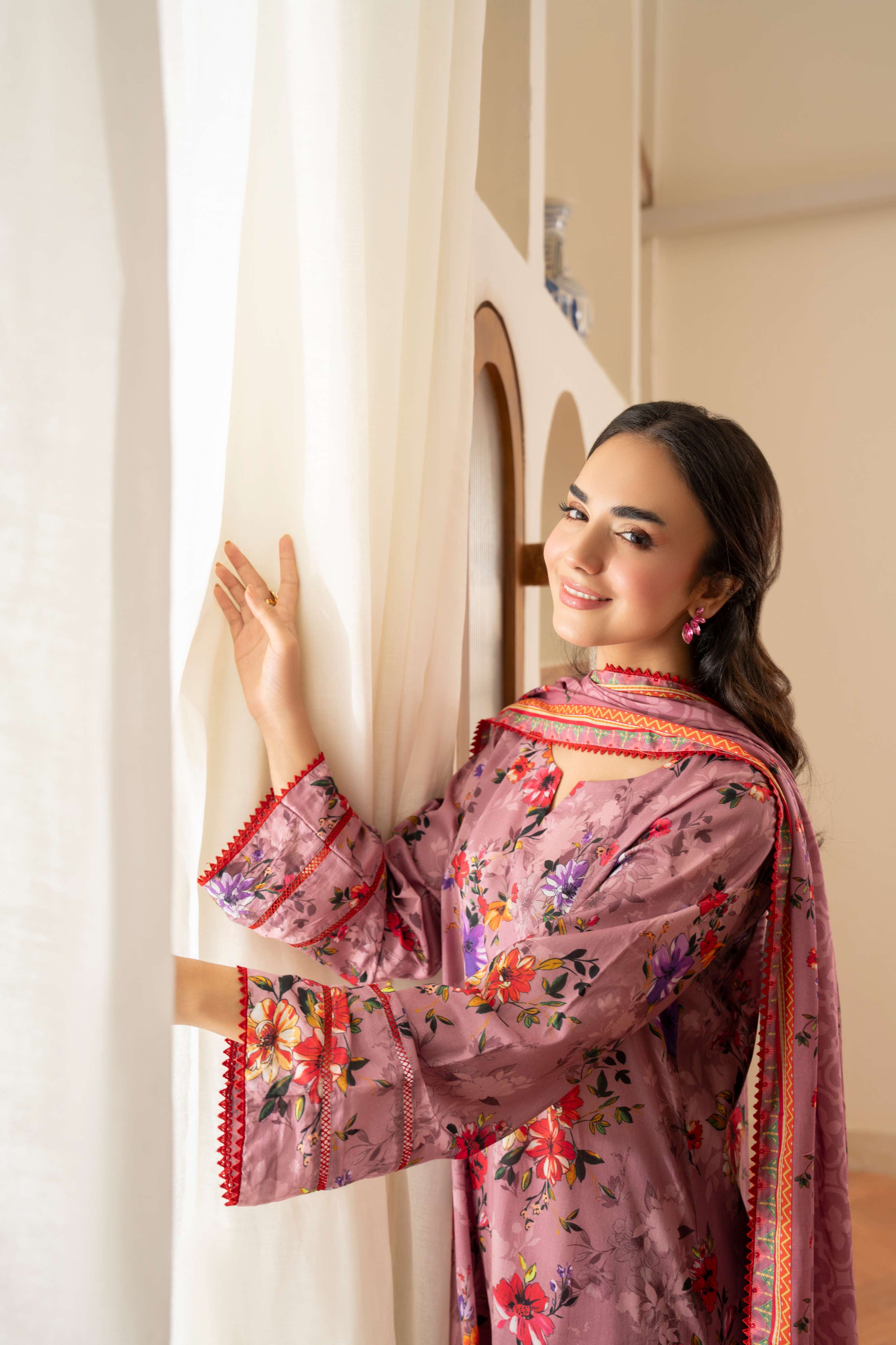 3PC LAWN PRINTED SHIRT WITH LAWN PRINT DUPATTA AND CAMBRIC TROUSER-P-4502