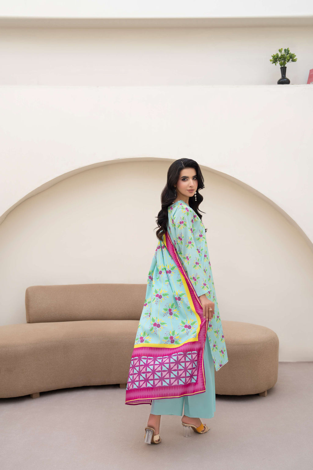 3PC LAWN PRINTED SHIRT WITH LAWN PRINT DUPATTA AND CAMBRIC TROUSER-P-4514