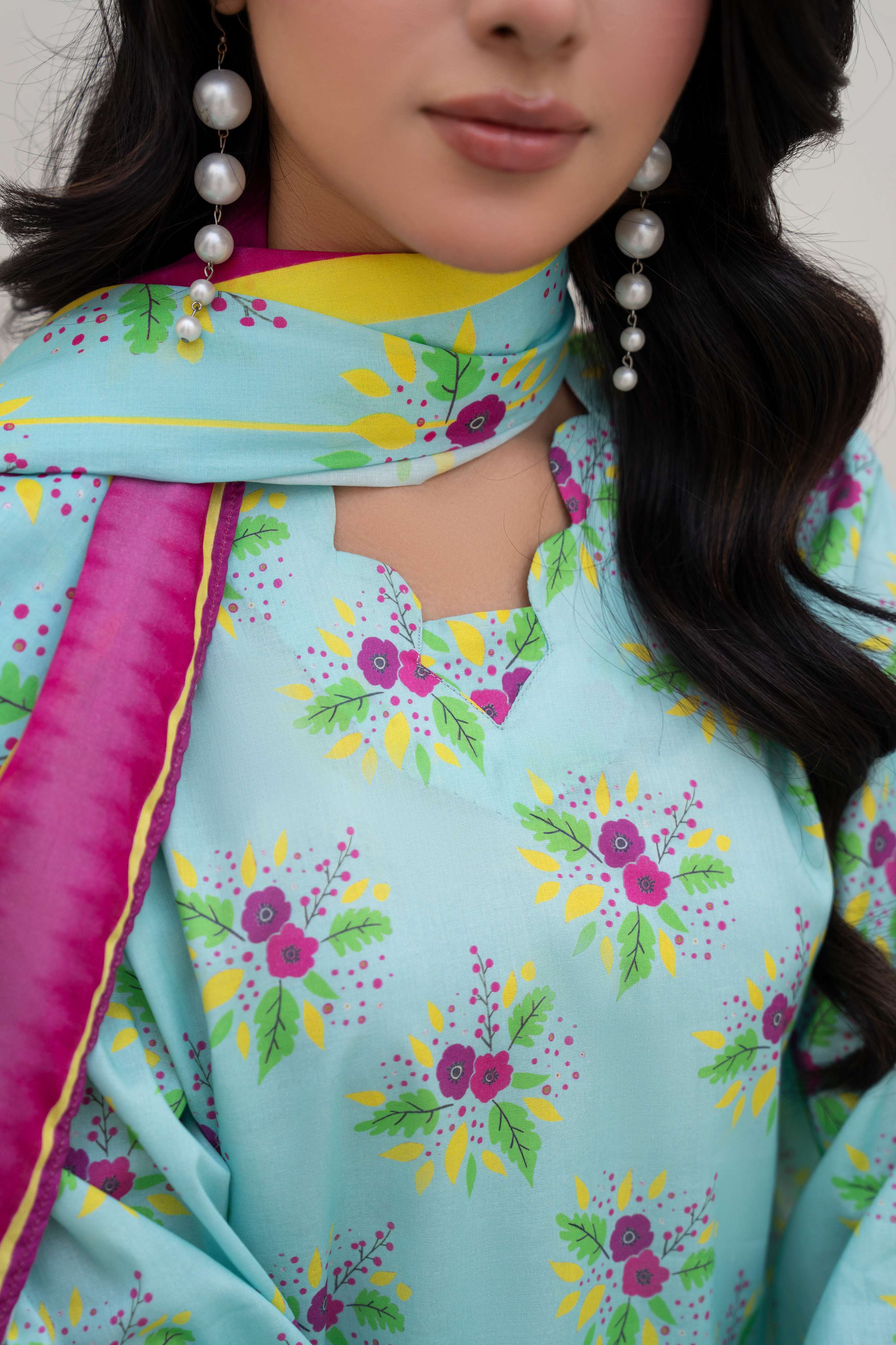 3PC LAWN PRINTED SHIRT WITH LAWN PRINT DUPATTA AND CAMBRIC TROUSER-P-4514