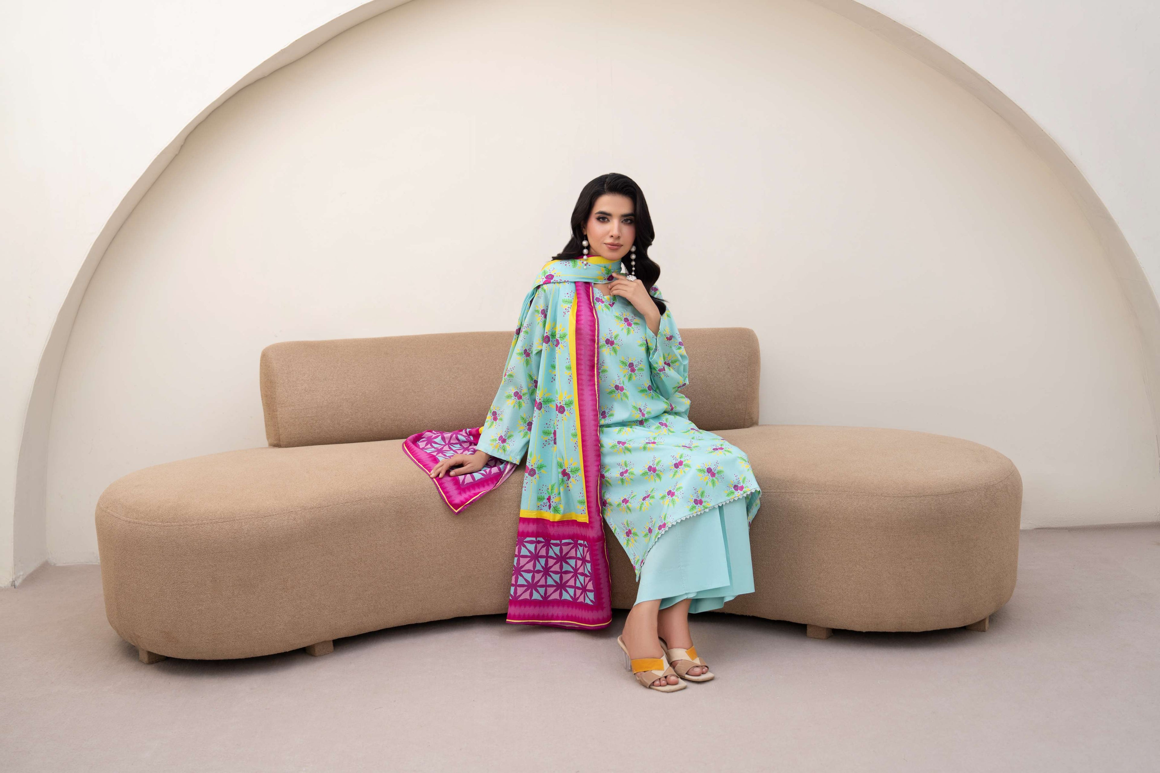 3PC LAWN PRINTED SHIRT WITH LAWN PRINT DUPATTA AND CAMBRIC TROUSER-P-4514