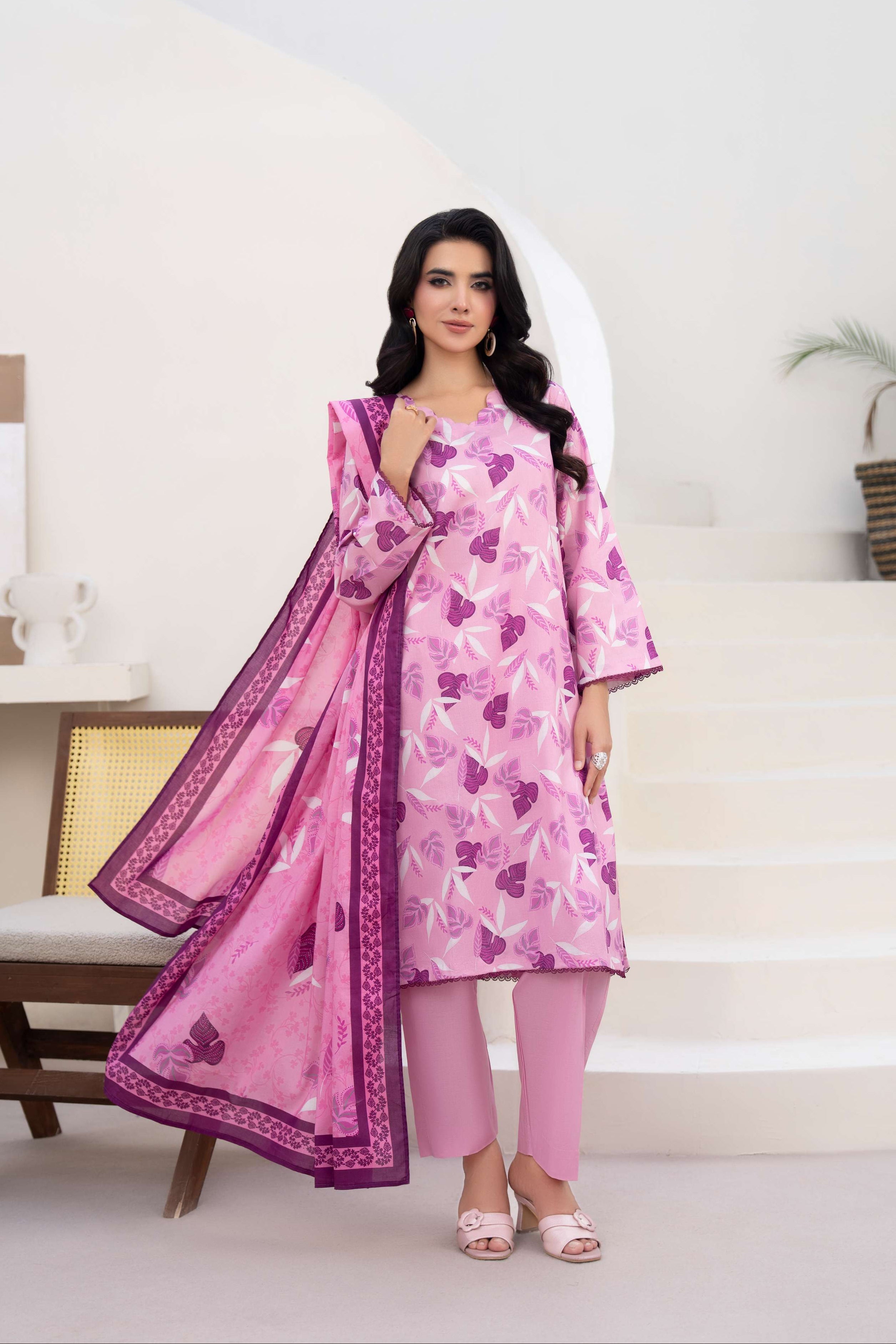 3PC LAWN PRINTED SHIRT WITH LAWN PRINT DUPATTA AND CAMBRIC TROUSER-P-4515