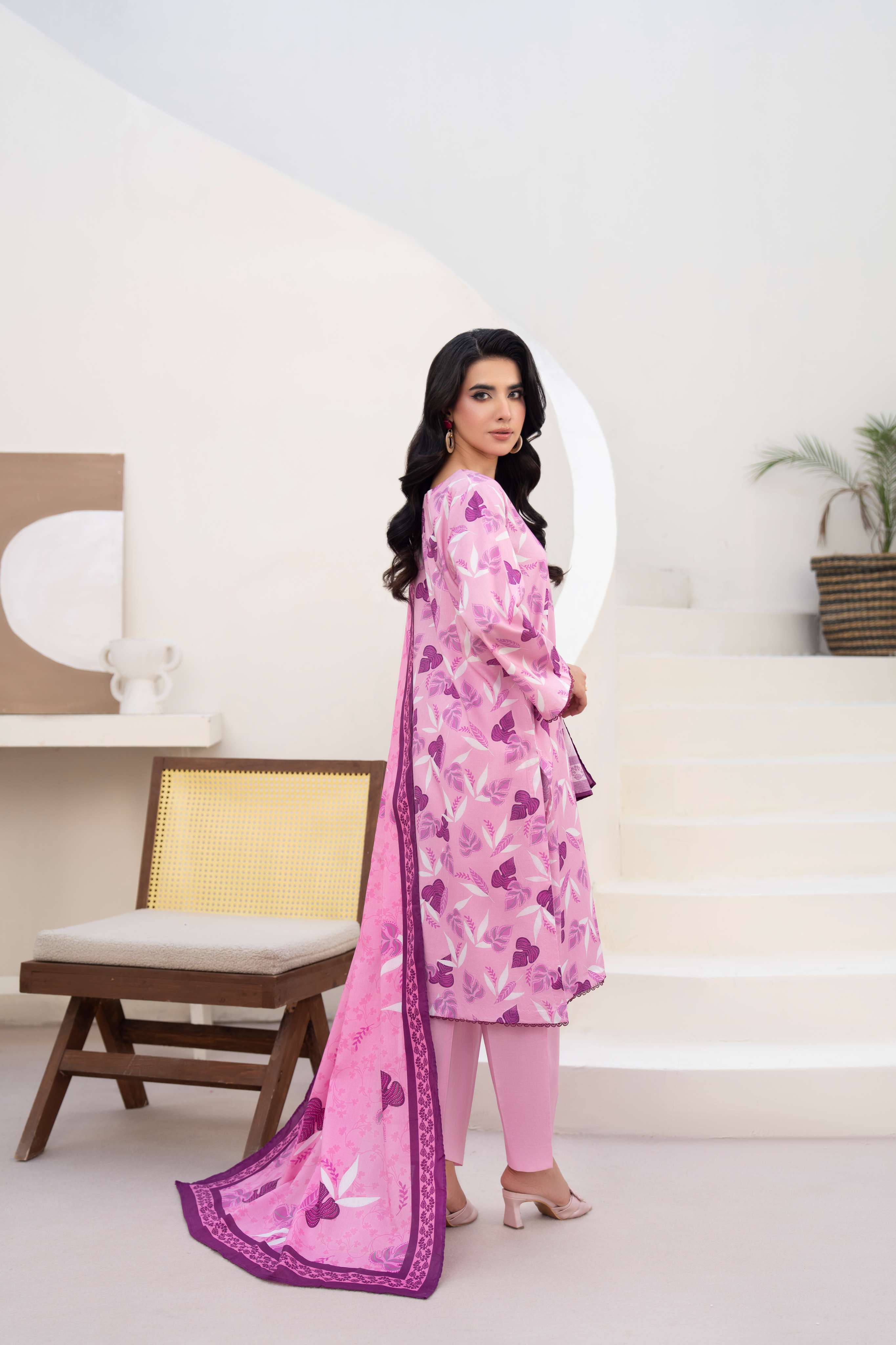 3PC LAWN PRINTED SHIRT WITH LAWN PRINT DUPATTA AND CAMBRIC TROUSER-P-4515
