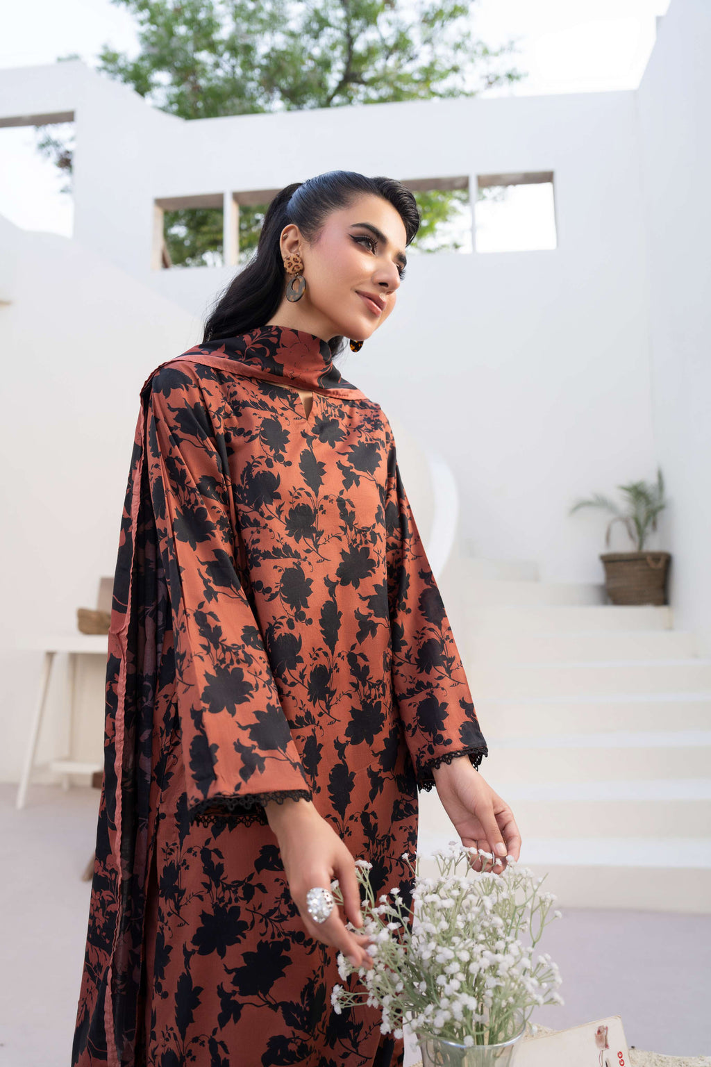 3PC LAWN PRINTED SHIRT WITH LAWN PRINT DUPATTA AND CAMBRIC TROUSER-P-4518