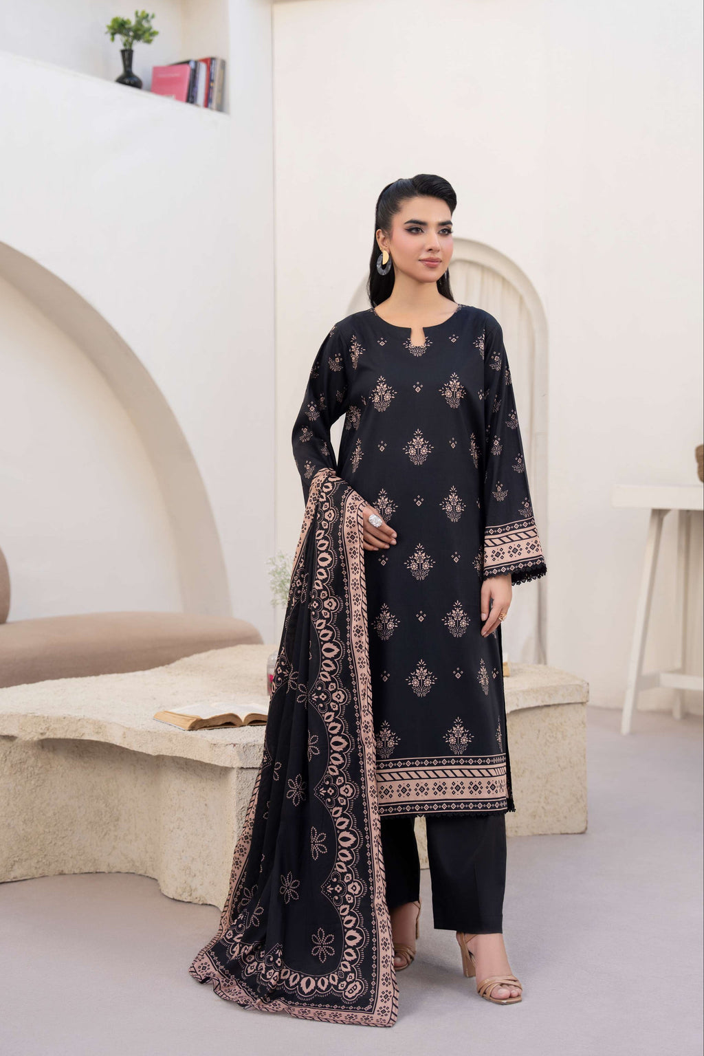 3PC LAWN PRINTED SHIRT WITH LAWN PRINT DUPATTA AND CAMBRIC TROUSER-P-4519